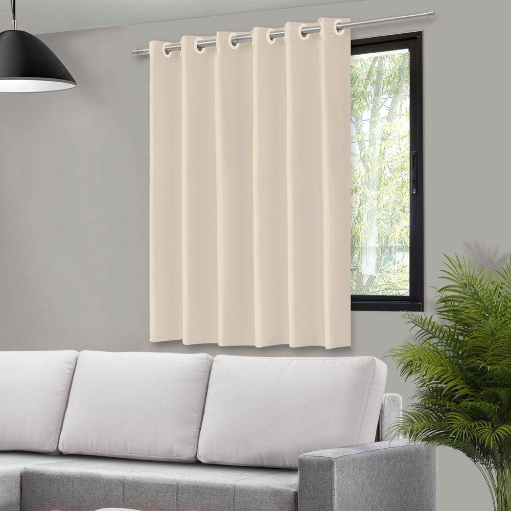 Cortina Blecaute Blackout Dupla Face Bege Corta Luz Com Ilhós - 140X140cm