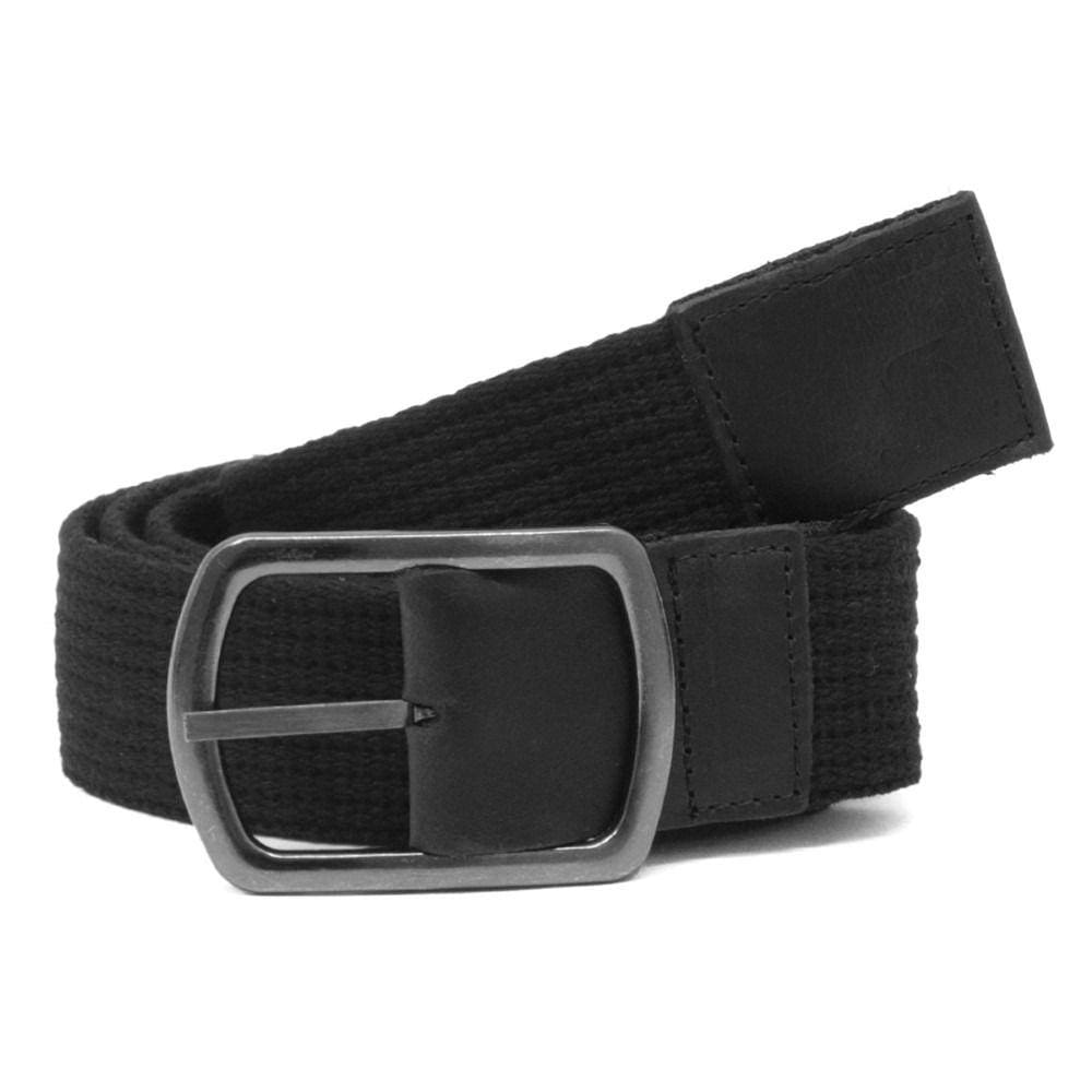 Cinto Masculino Plus Size Lona Gorgurao Detalhe Couro Liso Ajuste Fivela Metal Casual Alta Qualidade