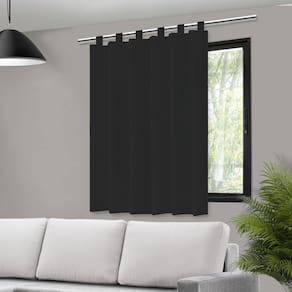 Cortina Blecaute Blackout Dupla Face Preto Corta Luz Com Alça - 140X140cm -