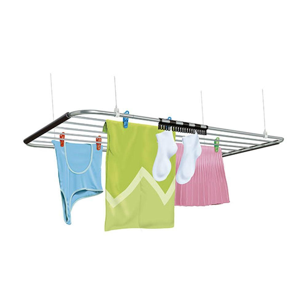 Varal de Teto Em Alumínio: 120cm Resistente para Lavanderia e Apartamento - Secalux