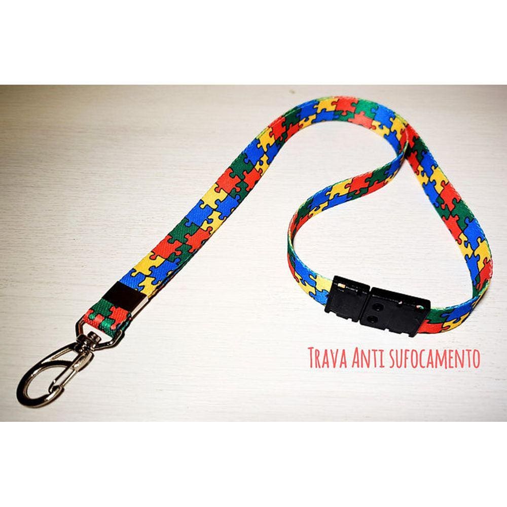 Cordão para crachá Autismo e Doenças não visiveis com Trava Anti Sufocamento