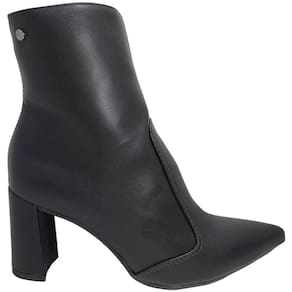 Bota Feminina Casual Cano Baixo Salto Médio Bico Fino Tanara T7841