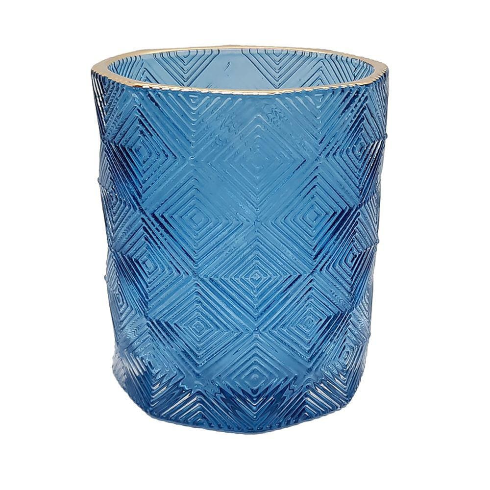 Castiçal decorativo Vidro Azul DED01044AZ - Rio de Ouro