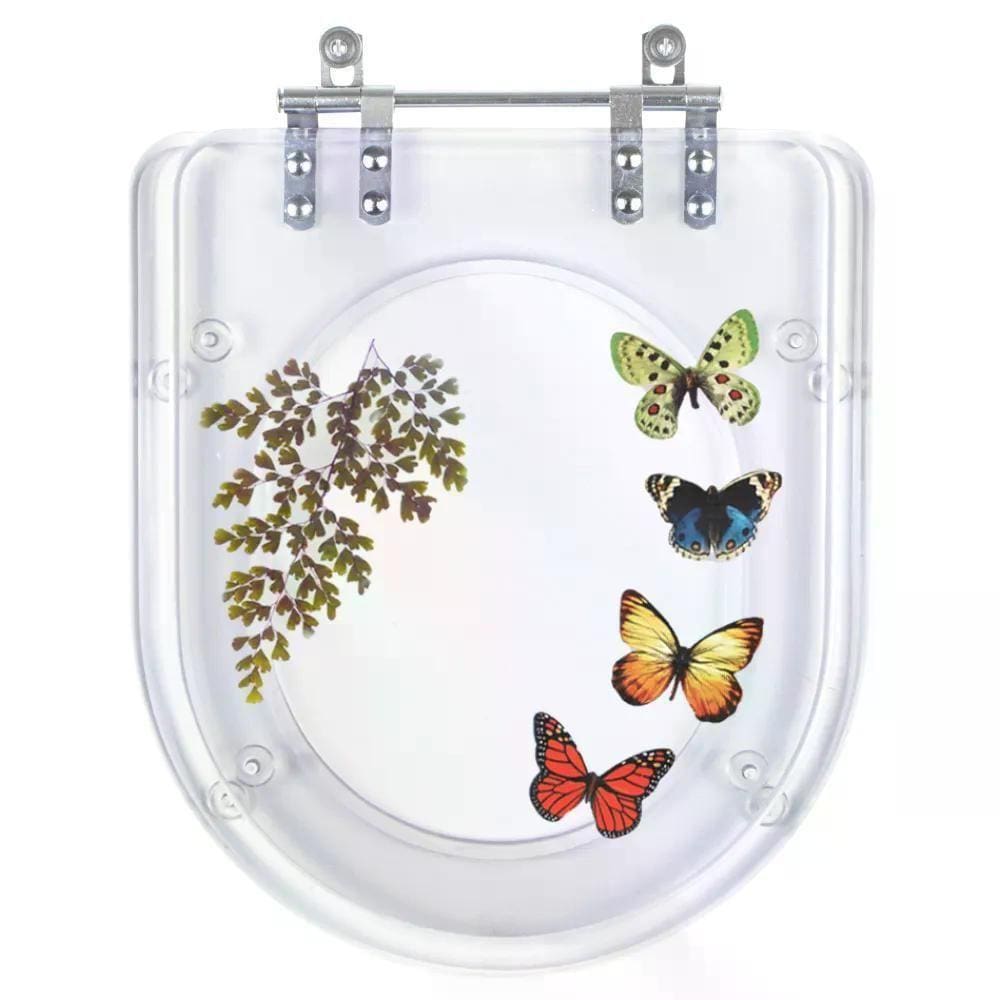 Tampa De Vaso Decorada Etna Transparente Borboletas 6Lpf