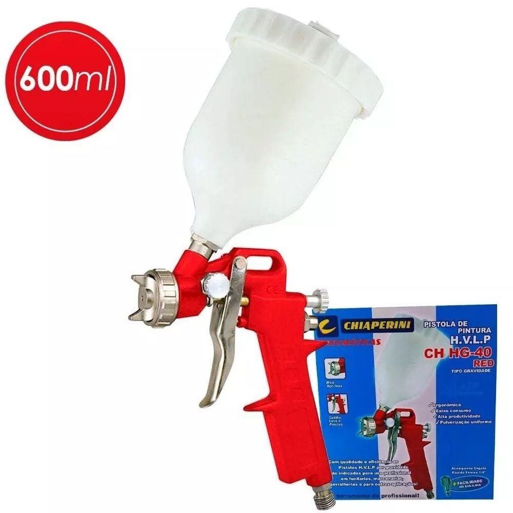 Pistola Pintura Chiaperini Gravitacional 600ml Ch Hg-40 Red