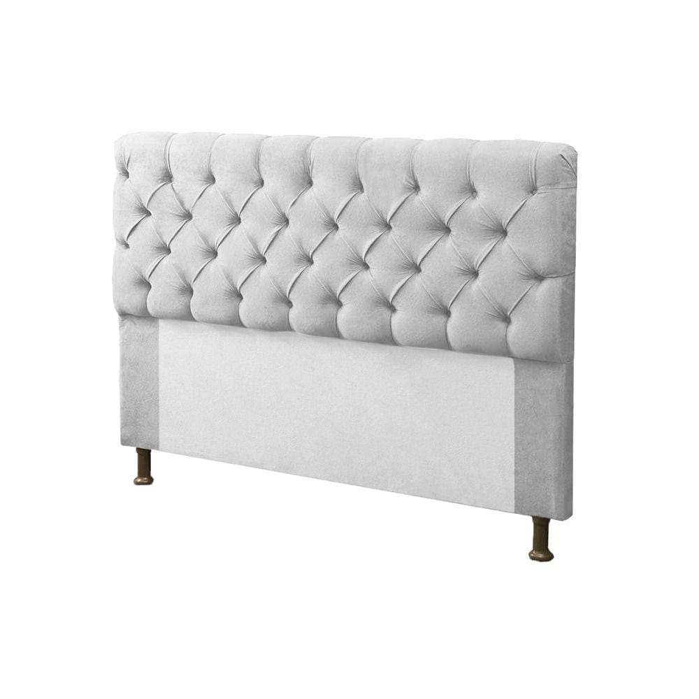 Cabeceira para Cama Box Casal 140cm Sofia c/ Capitonê Corano Branco - LM DECOR