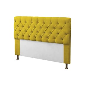 Cabeceira para Cama Box Solteiro 90cm Sofia c/ Capitonê Corano Amarelo - LM DECOR
