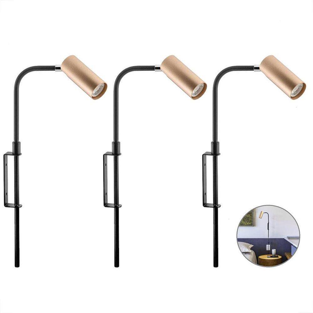 Kit 3 Arandela Cabeceira Leitura Plug Interruptor Mr11 Lup86