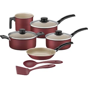 Jogo De Panelas Tramontina Turim Com Utensílios 7 Pç Vermelho
