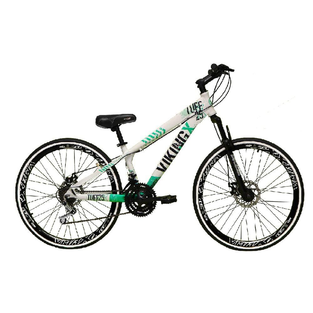 Bicicleta Aro 26 Vikingx Tuff 21v Alumínio Freio a Disco Aros Vmaxx Pretos - Branco\\Verde X25