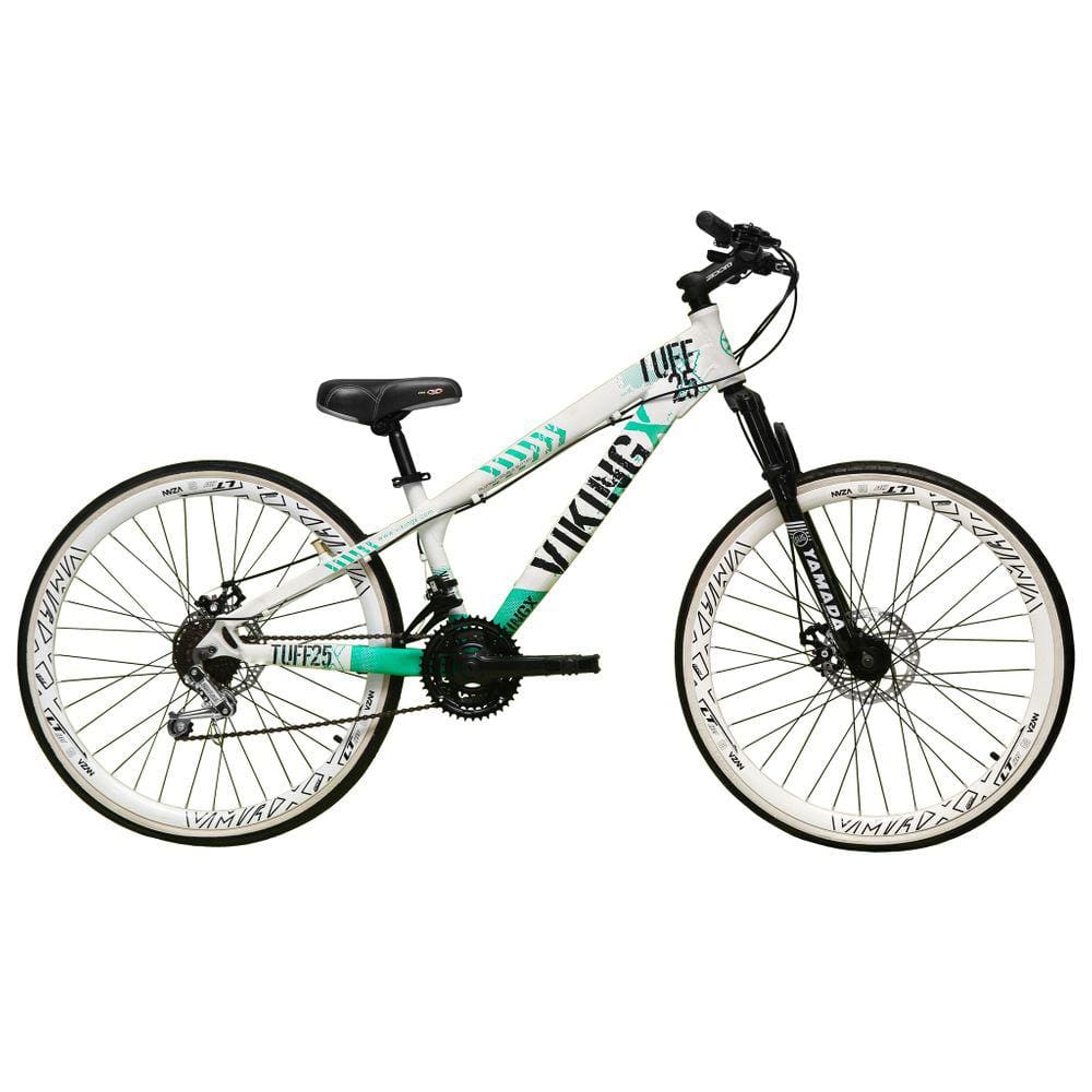 Bicicleta Aro 26 Vikingx Tuff 21v Alumínio Freio a Disco Aros Vmaxx Branco - Branco\\Verde X25