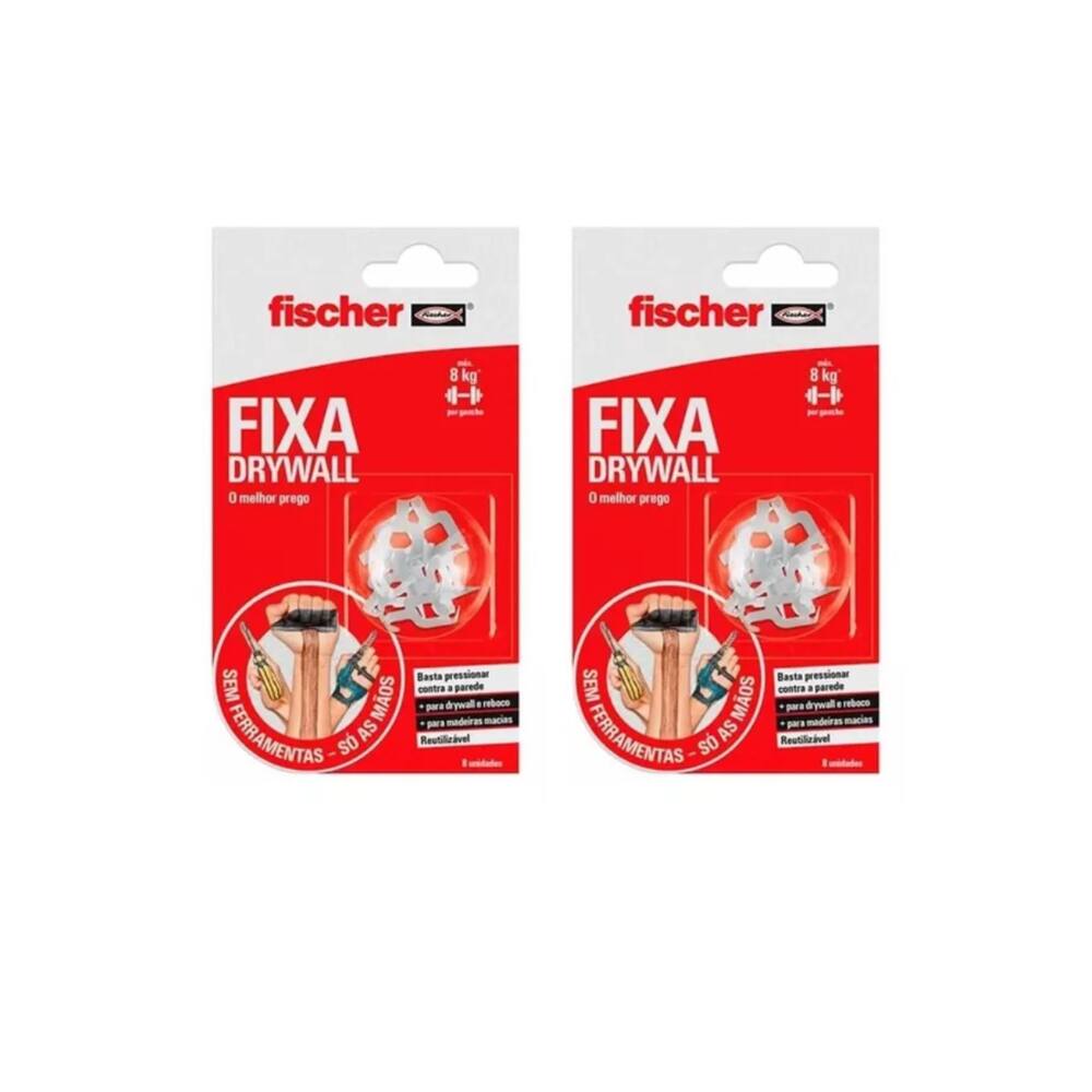 02 Cartelas De Suporte De Fixação Removível Fischer - Fixa Drywal C/ 08 Un em cada