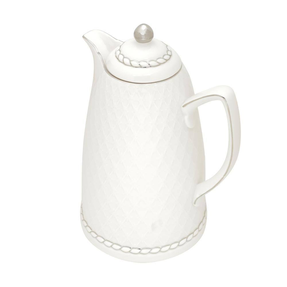 Garrafa Térmica Wolff de Porcelana Branco Prata 900ml