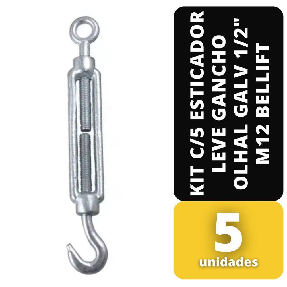 Kit C/5 Esticador Leve Gancho Olhal Galv 1/2" M12 Bellift