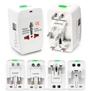 Adaptador Tomada Universal Viagem Internacional Uk Eua Europa Asia C/ 2 USB