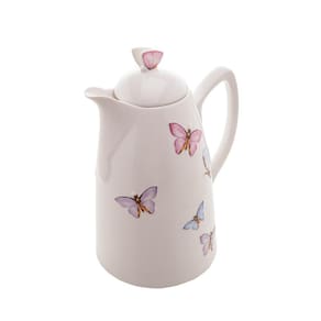 Garrafa Térmica Wolff Borboletas de Porcelana Branco 900ml