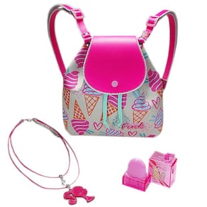 Kit Infantil: Mochila Cheirinho Chiclete + Lip Balm + Colar da Barbie
