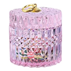 Porta Algodão Cotonete Vidro Rosa Potiche Tampa 10X10