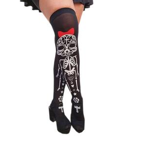 Meia 7/8 Longa Adulto Festa Fantasia Halloween Cosplay: Modelo Caveira Mexicana