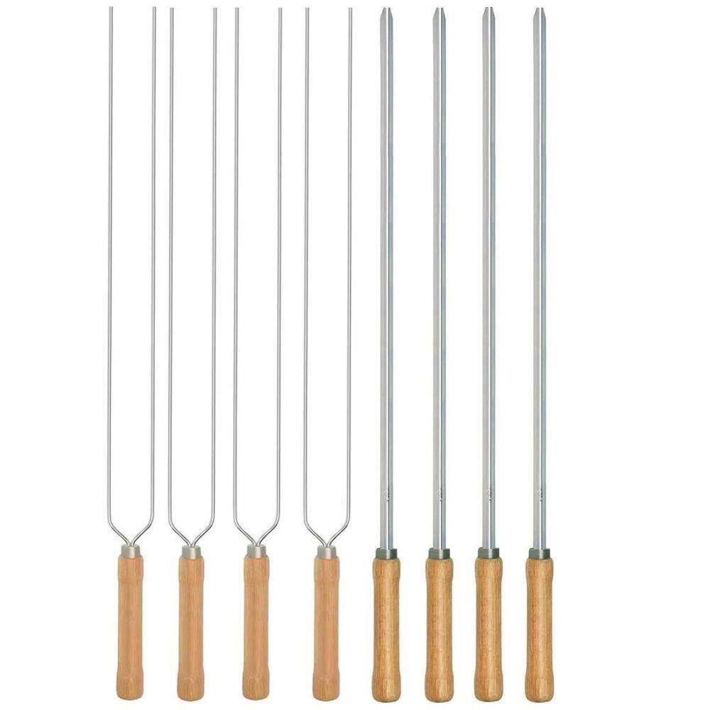 Kit Preparo Churrasco Churrasqueira Espetos 55Cm Mor