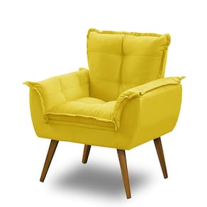 Poltrona Decorativa Opala Suede Amarelo  Madelina Decor