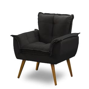 Poltrona Decorativa Opala Suede Preto Madelina Decor