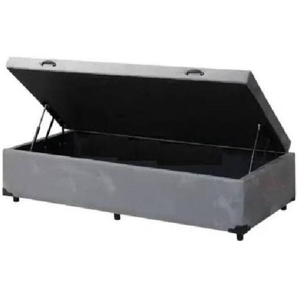 Cama Box Baú Solteiro Sintético Cinza