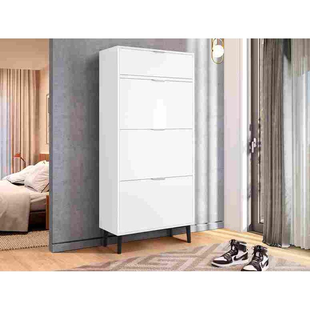 Sapateira Organizadora 3 Portas 1 Gaveta Italia Branco - Rede Móveis