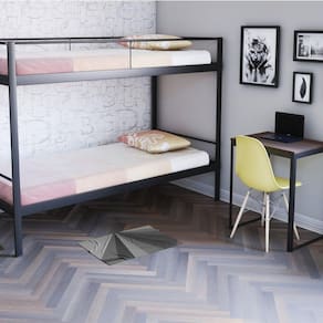 Conjunto para Quarto 1 Beliche e 1 Escrivaninha 90x60cm Completa Casa Preto Fosco