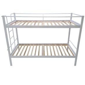 Conjunto para Quarto 1 Beliche e 1 Estante com Rodizios 2 Prateleiras Completa Casa Branco