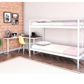 Conjunto para Quarto 1 Beliche e 1 Escrivaninha em L 126x126cm Completa Casa Branco