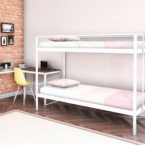 Conjunto para Quarto 1 Beliche e 1 Escrivaninha em L 135x135cm Completa Casa Branco