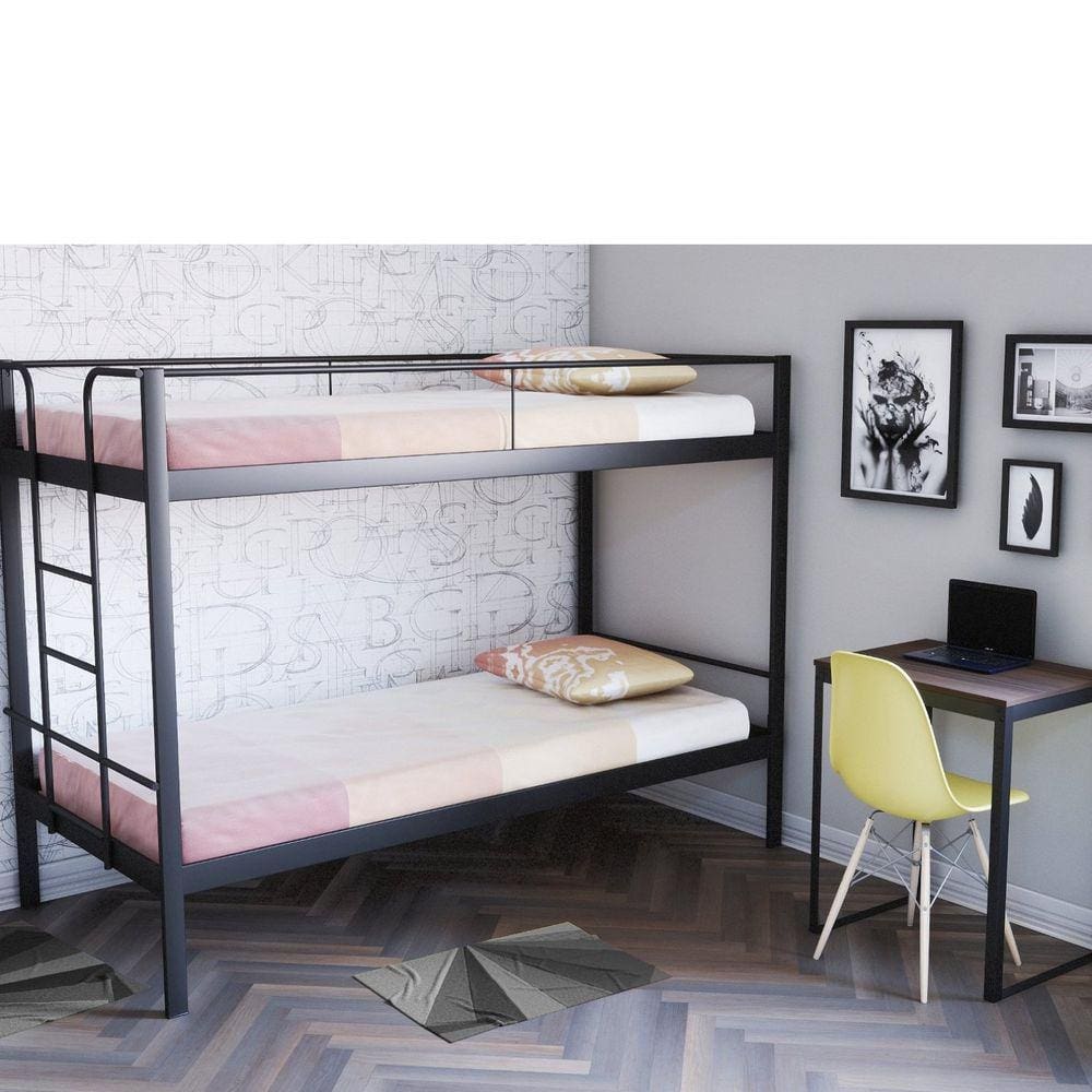 Conjunto para Quarto 1 Beliche e 1 Escrivaninha Completa Casa Preto Fosco