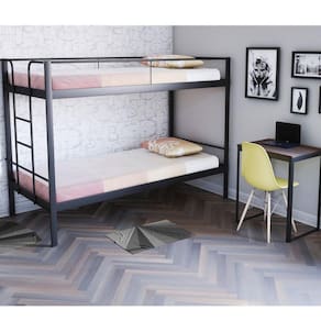 Conjunto Para Quarto 1 Beliche e 1 Escrivaninha 90x45cm Completa Casa Preto Fosco