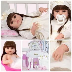 Bebê Reborn Boneca Realista Larinha 46Cm Com Acessórios