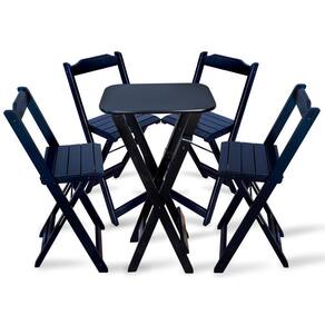 Conjunto de Mesa Bistro Dobravel com 4 Cadeiras para Area de Lazer - Preto