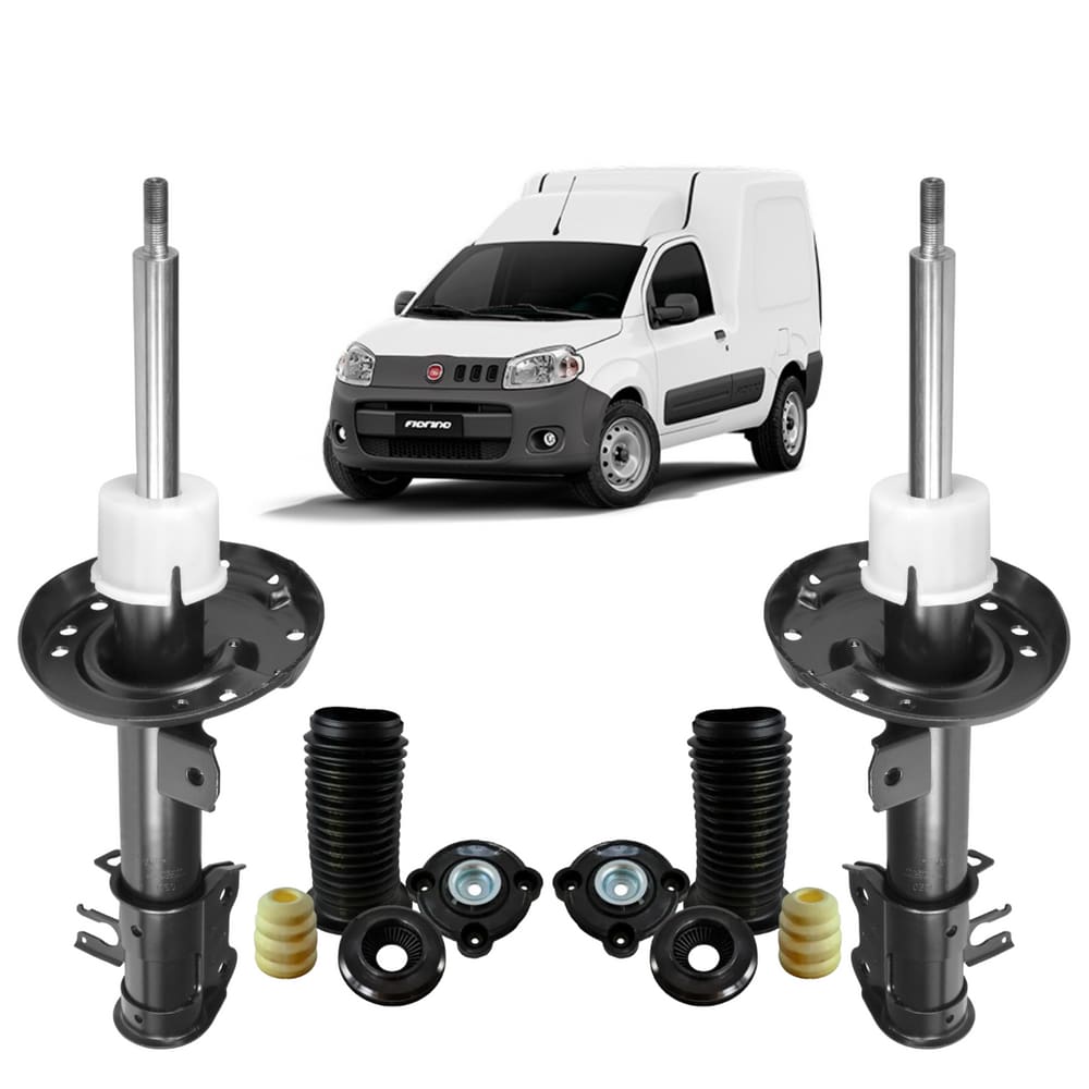 2 Amortecedor Nakata + Kit Batente Fiat Fiorino 2013 A 2015 Dianteiro 