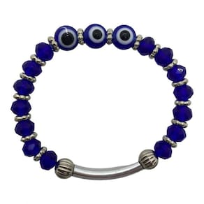 Pulseira 3 Olhos Gregos Azul com Canutilho Contra Inveja