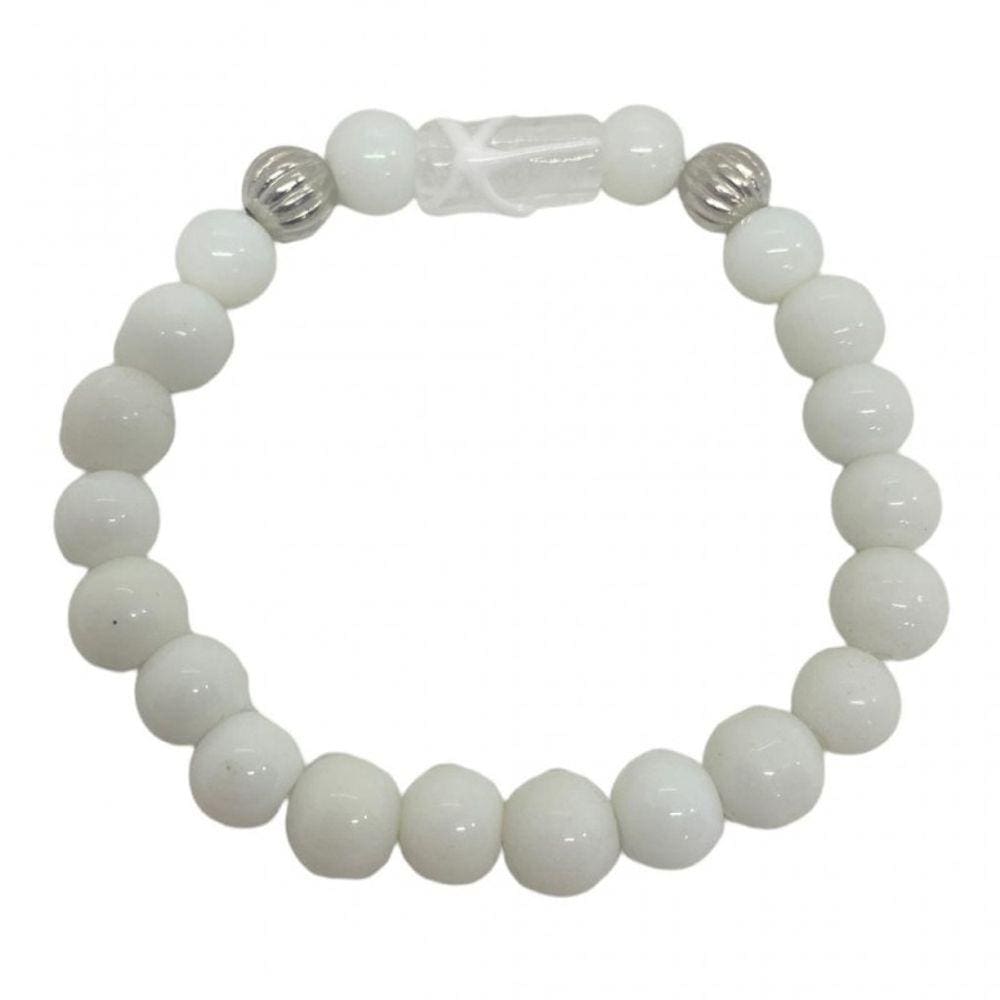 Pulseira Xango Firma Branco Ayra Cristal e Silicone