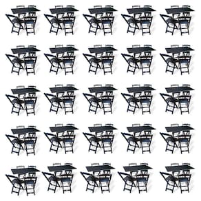Kit de 20 Conjuntos de Mesa Dobrável 70x110 com 4 Cadeiras Preto - Tarimatã