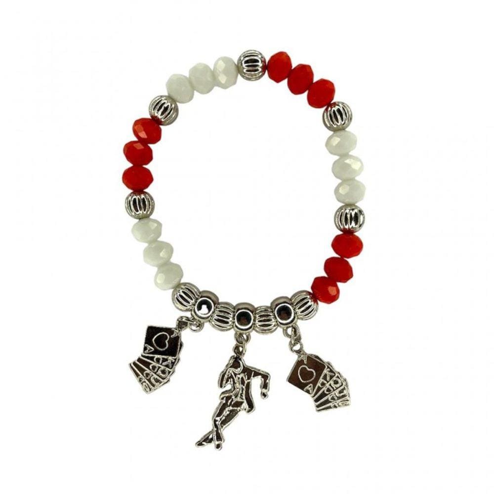 Pulseira Zé Pelintra Baralho Niquelado Cristal Silicone