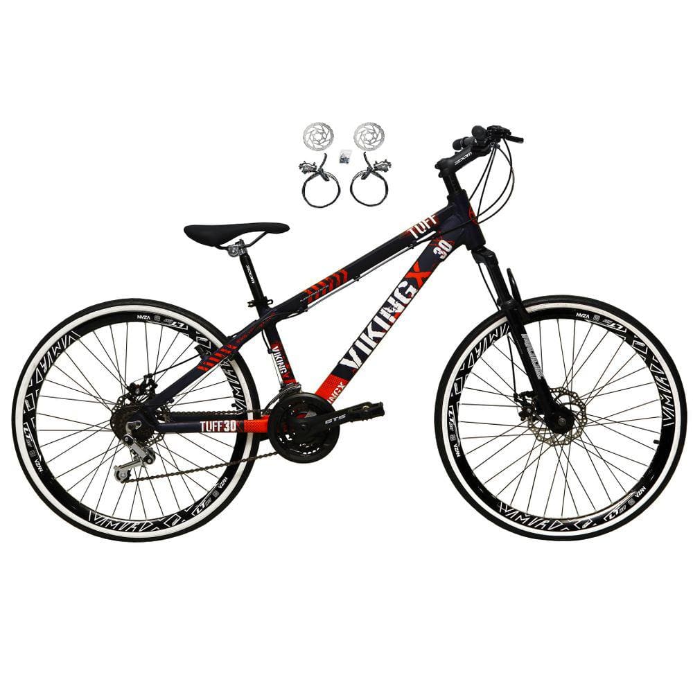 Bicicleta Aro 26 Vikingx Tuff 21v Alumínio Freio Hidráulico a Disco Aros Vmaxx Pretos - Roxo\\Laranja x25