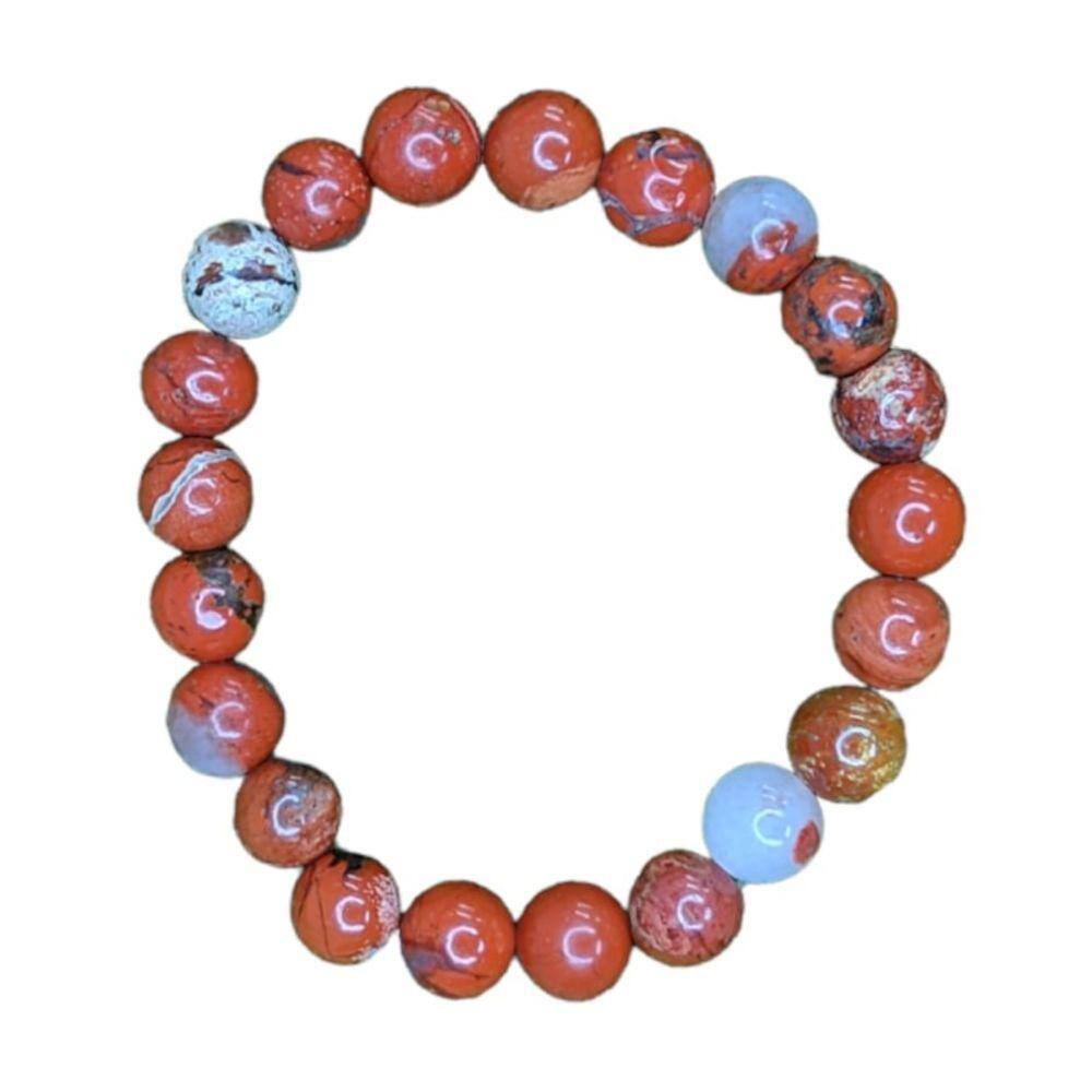 Pulseira Pedra Jaspe Vermelha 8 mm Paz e Fertilidade