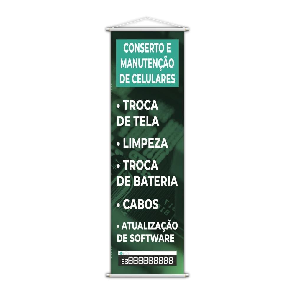Banner Conserto Manutenção De Celulares Número Pix 100X30Cm