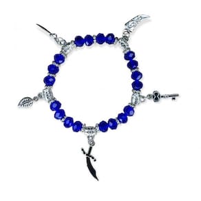 Pulseira Ogum Azul Escuro Penduricalhos Cristal Silicone