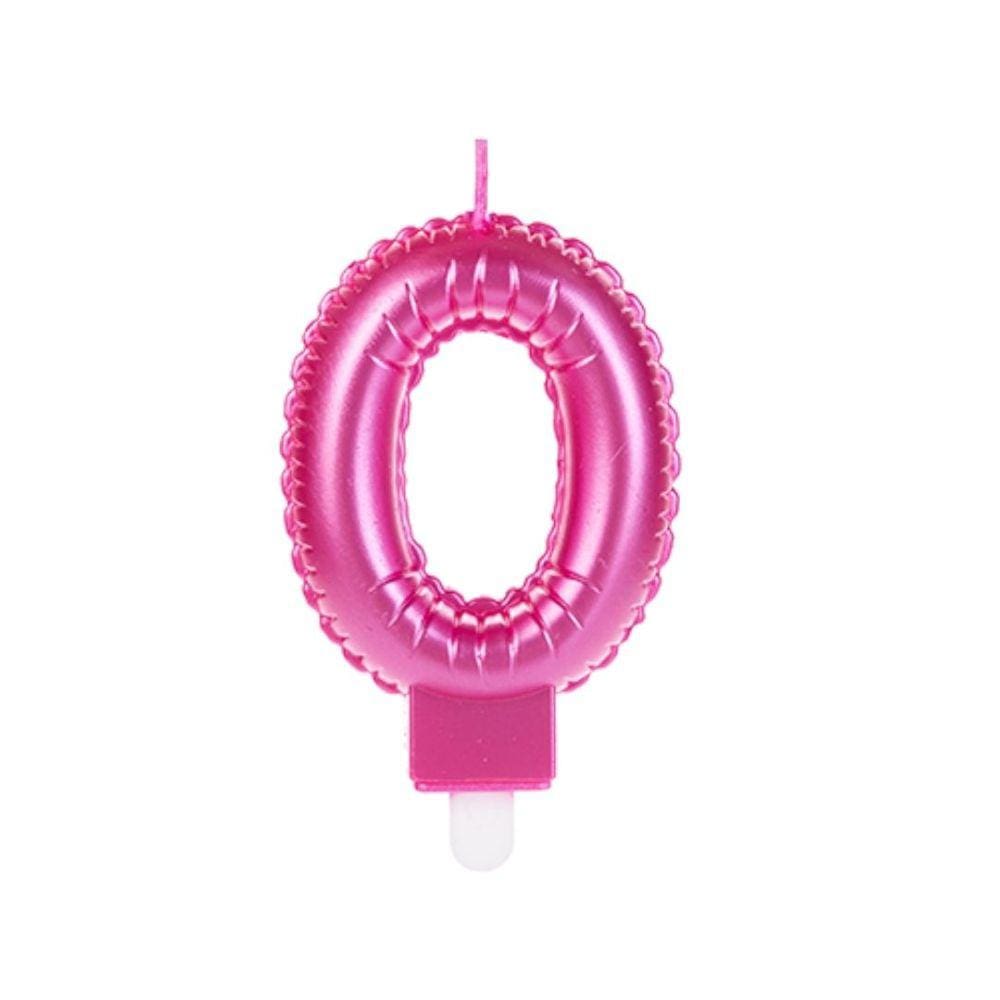 Vela Balão Rosa Número 0 Silverfestas