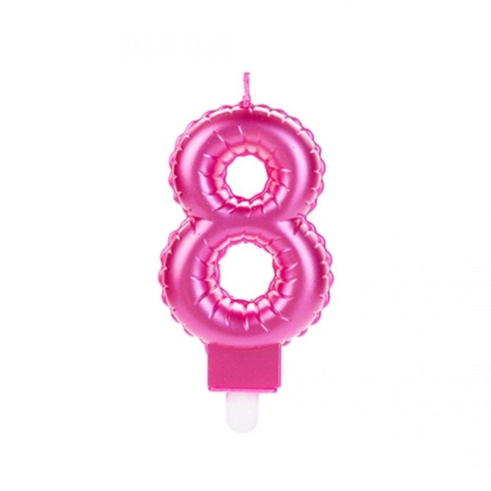 Vela Balão Rosa Número 8 Silverfestas