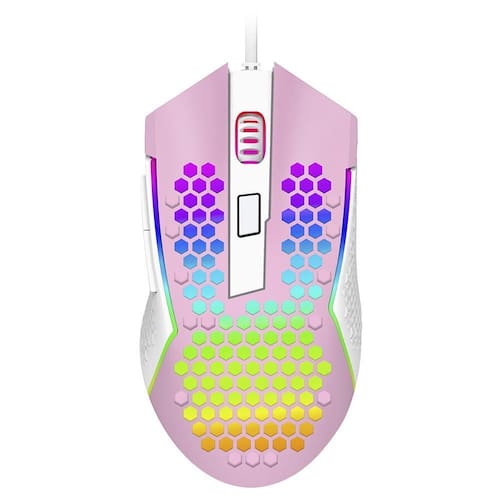 imagem-Mouse Gamer Redragon M987Pw Reaping Elite Rgb Rosa Branco