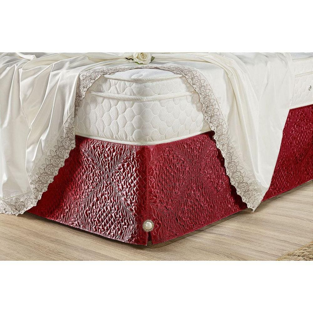 Saia Box Madri Solteiro Microfibra Matelado Vermelho