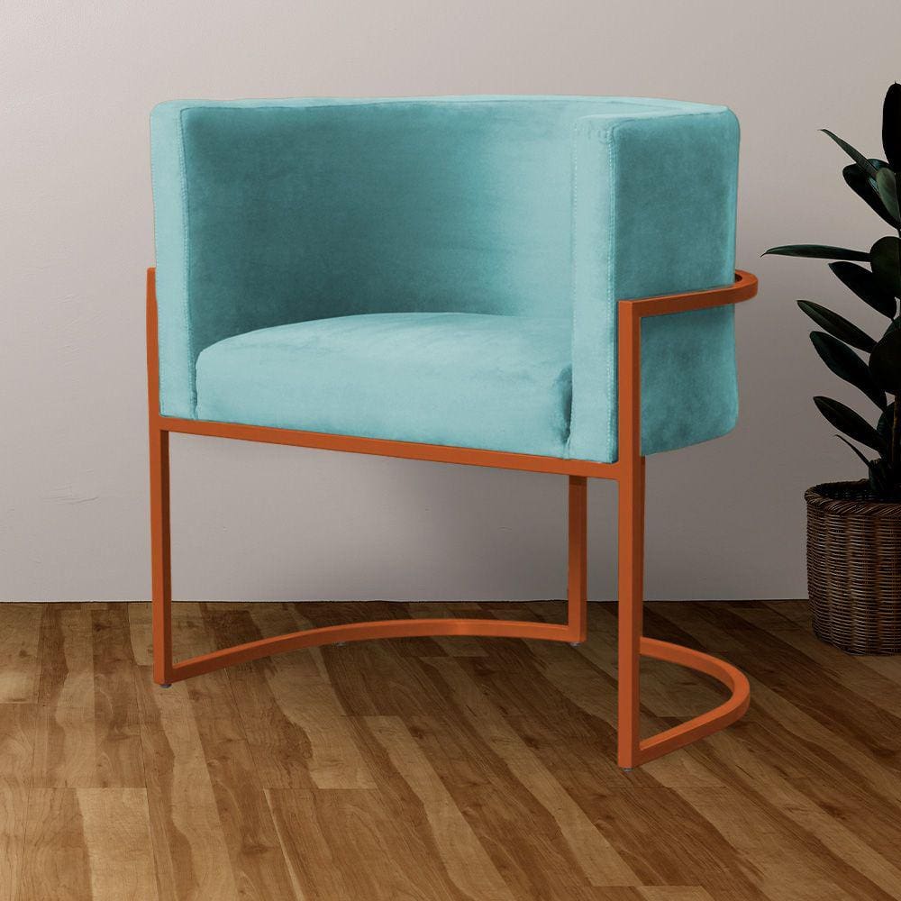 Poltrona Luna Base de Metal Bronze Veludo Escolha sua cor - W&D Decor
